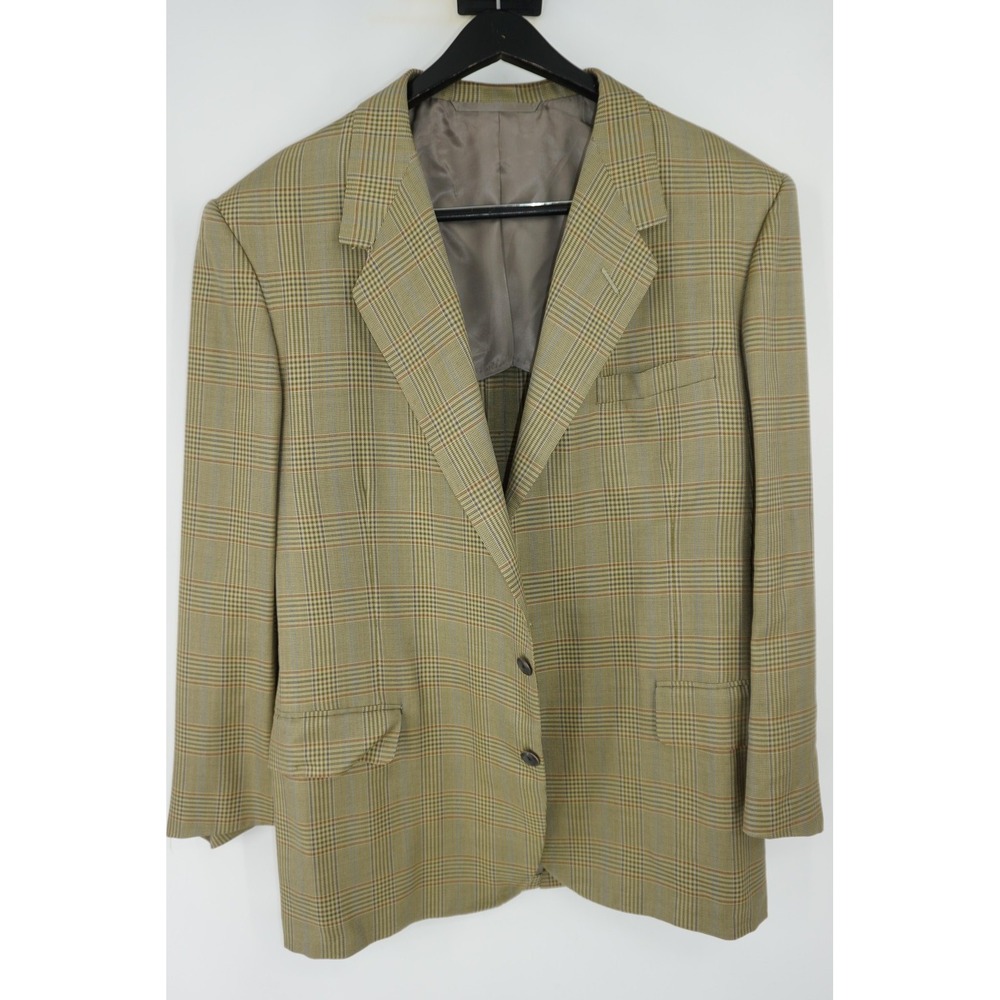 Oxxford Clothes Blazer Sport Coat Plaid Wool Lawrence Highland Park Men's 46
